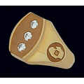 Corporate Fashion 14K Gold Men's Ring W/ 3 Gemstones in Oval Face